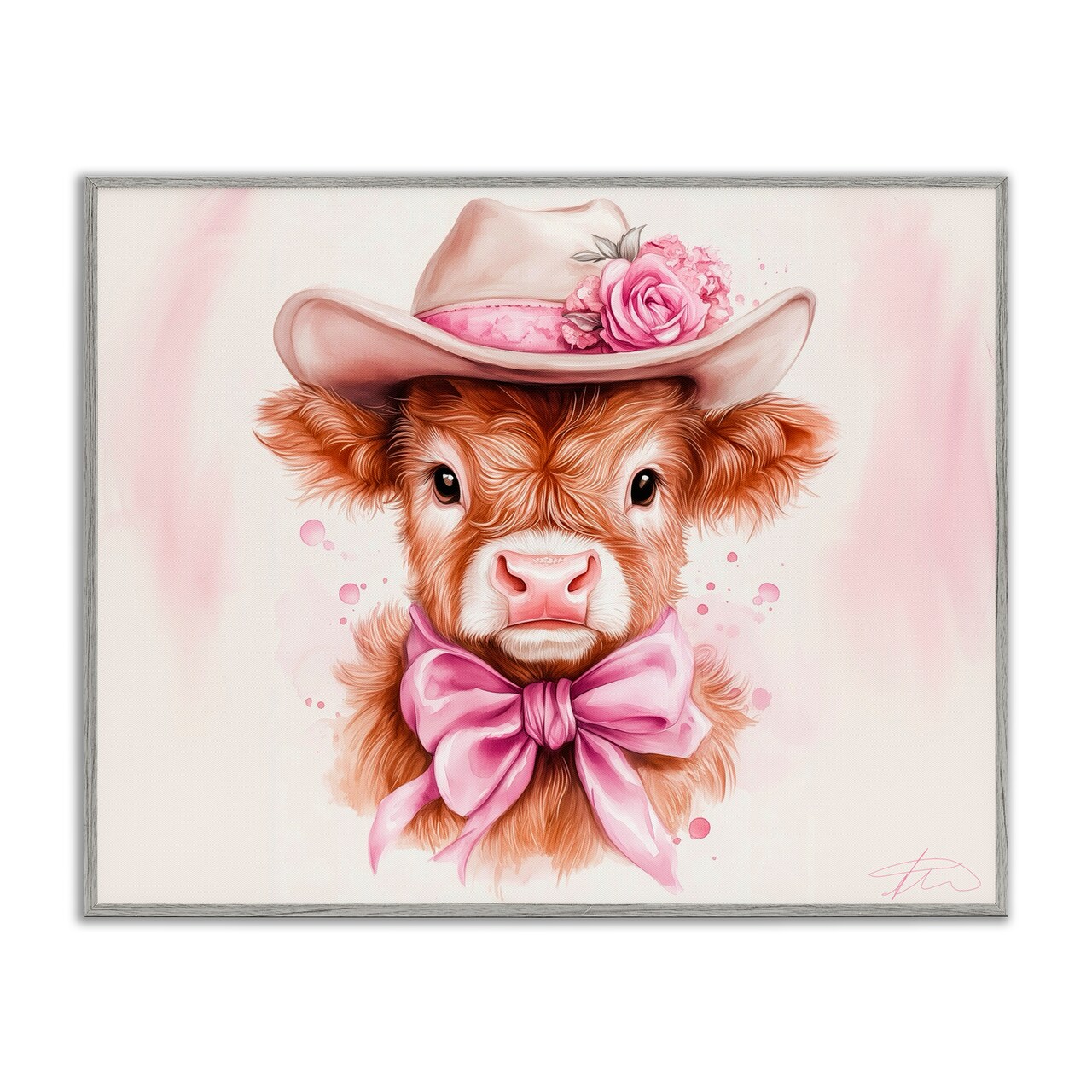 Stupell Industries Pretty In Pink Cow Framed Giclee, design by Shawna Stewart